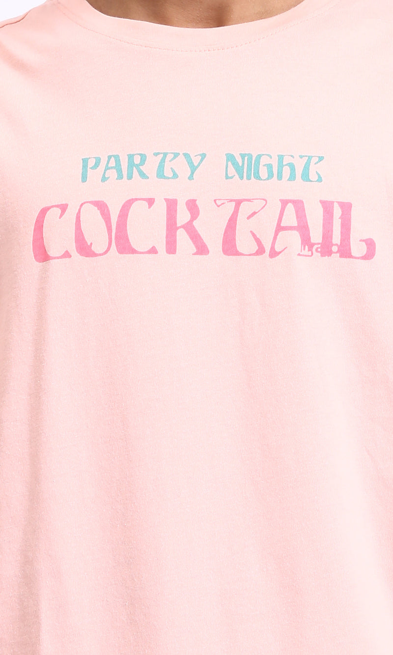 R208558 - Printed Relaxed Slip On Tee - Pink