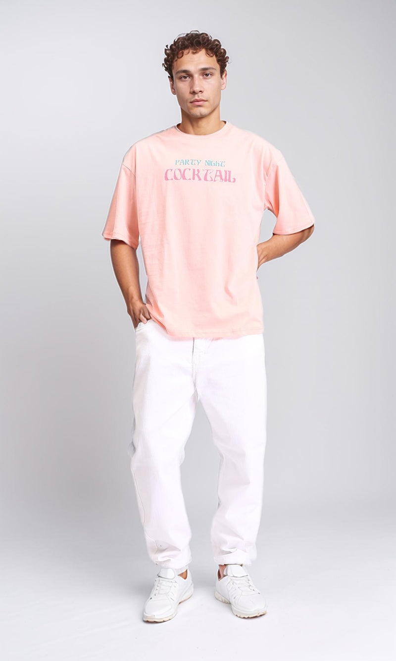 R208558 - Printed Relaxed Slip On Tee - Pink