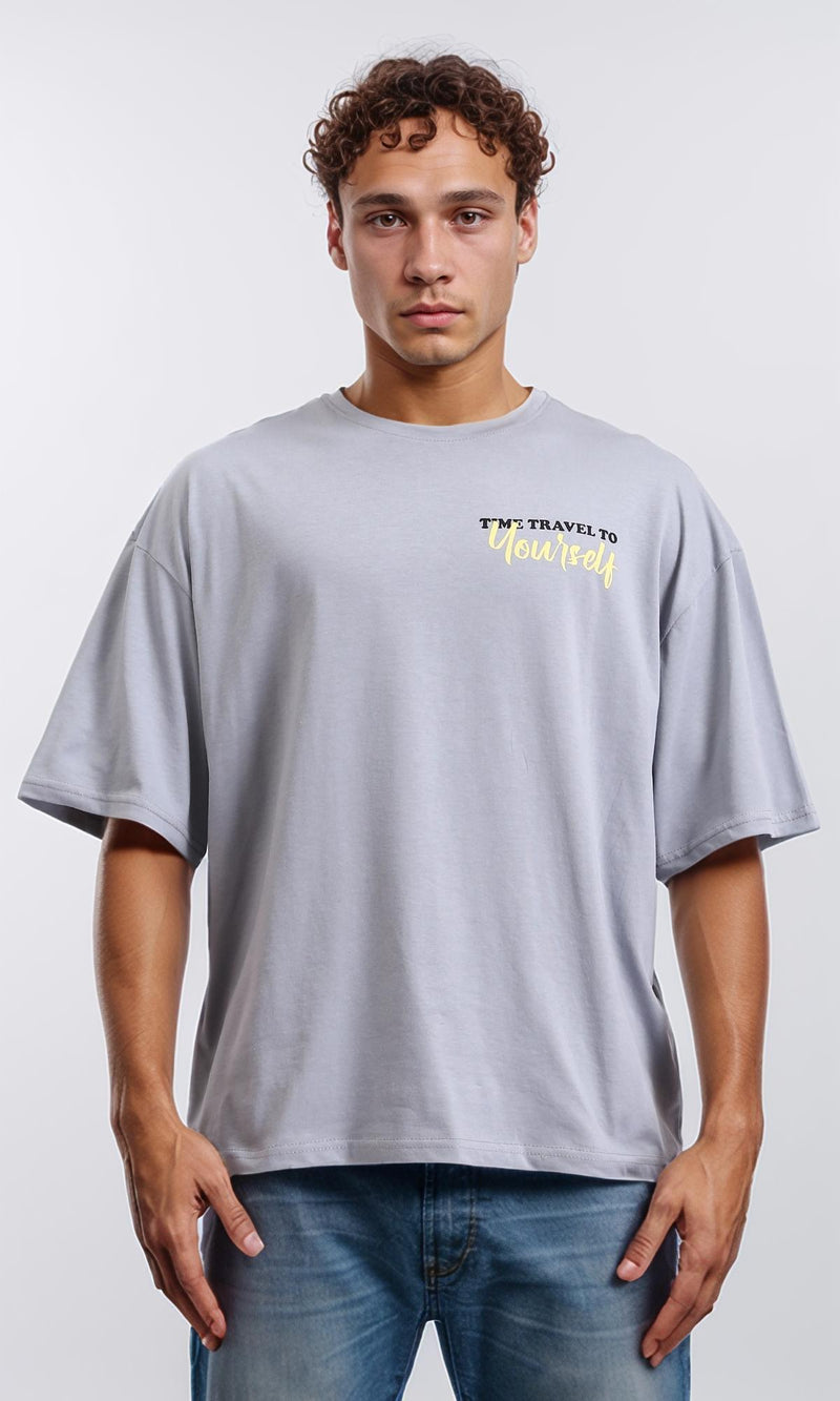 R208559 - Crew Neck Summer Printed Tee - Grey