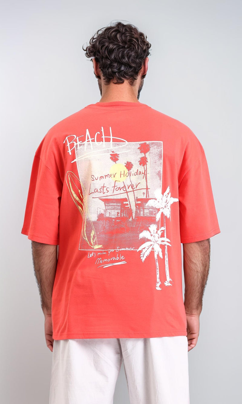 R208561 - Crew Neck Printed Cotton Long Tee - Watermelon