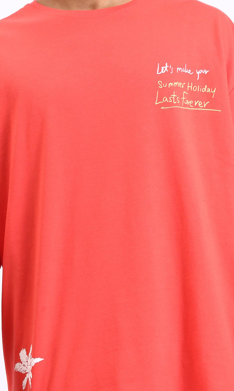 R208561 - Crew Neck Printed Cotton Long Tee - Watermelon