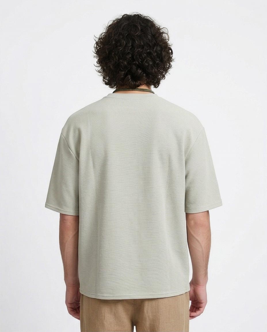 Ravin | Men’s Relaxed Fit Jacquard Ribbed Tee - Light Sage - R208563