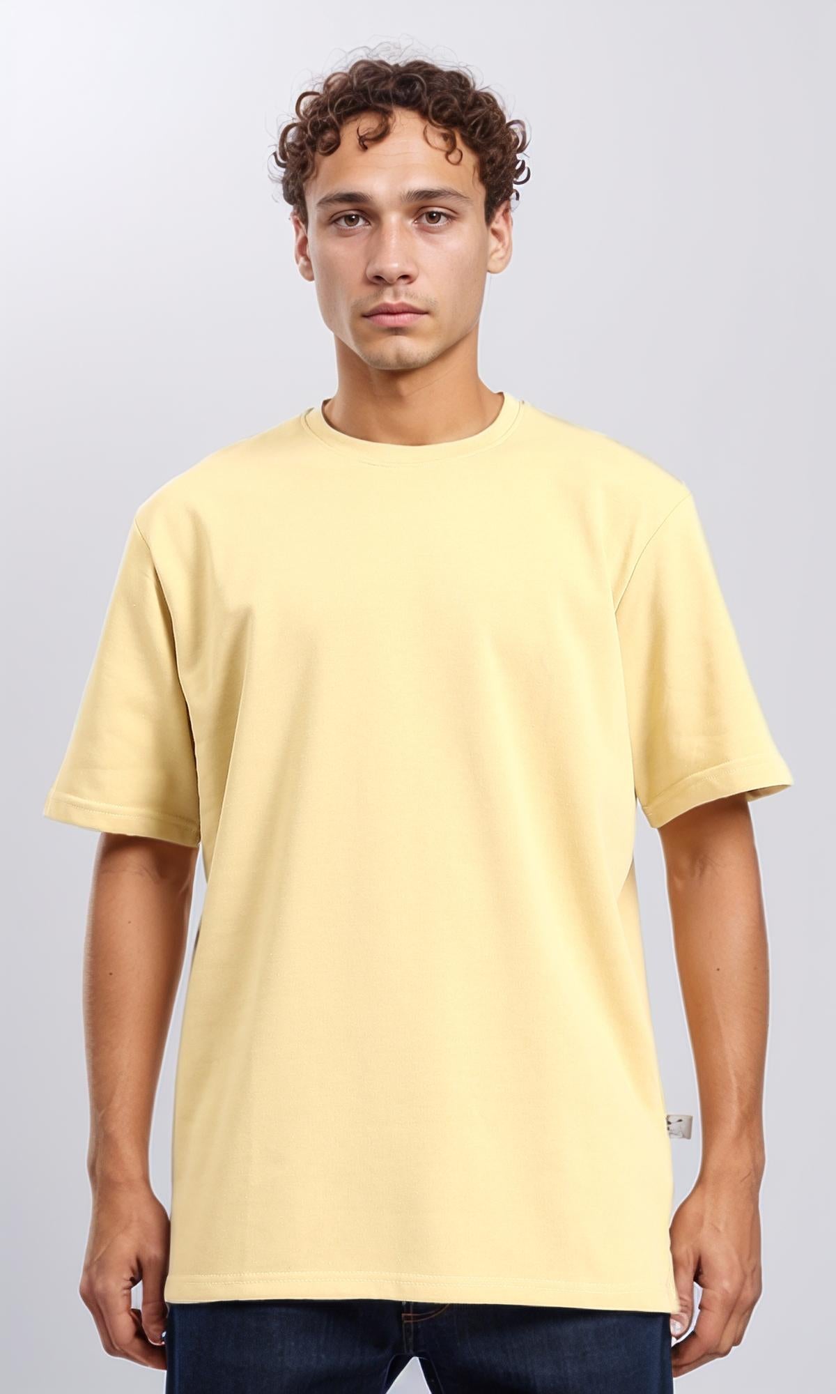 Relaxed Solid Basic Cotton Tee - Yellow
