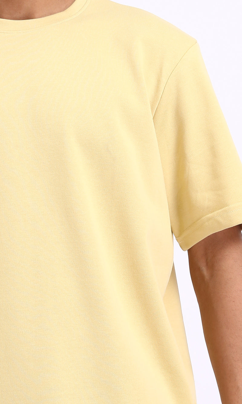 R208565 - Relaxed Solid Basic Cotton Tee - Yellow