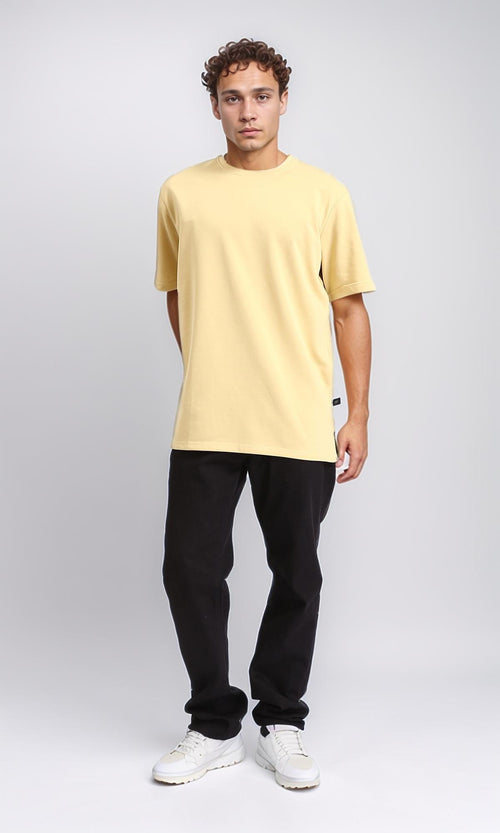 R208565 - Relaxed Solid Basic Cotton Tee - Yellow