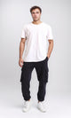 R208570 - Solid Cotton Cargo Pants with Hem - Black