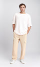 R208572 - Self Pattern Pants with Pockets - Light Sand