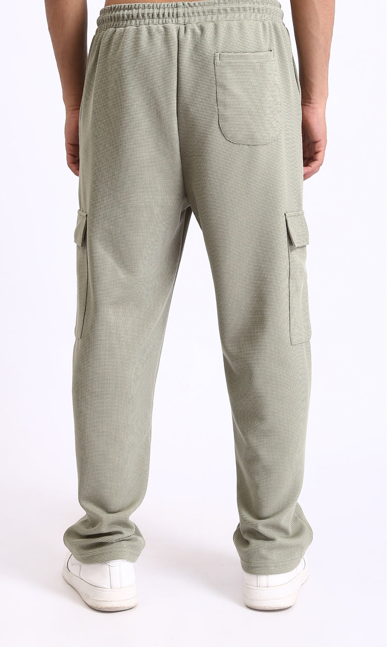 R208573 - Self Pattern Pants with Pockets - Light Olive