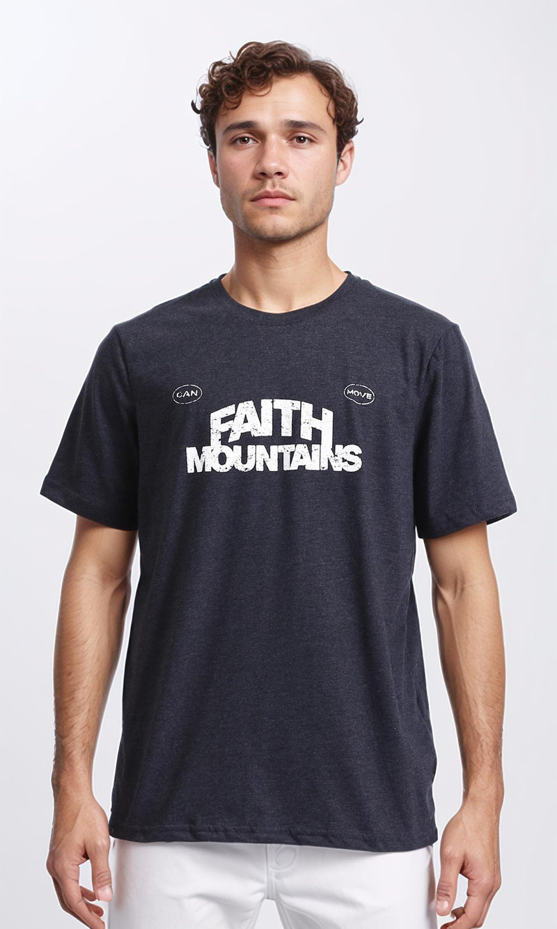 R208580 - "Faith Mountains" Printed Summer Tee - Heather Charcoal