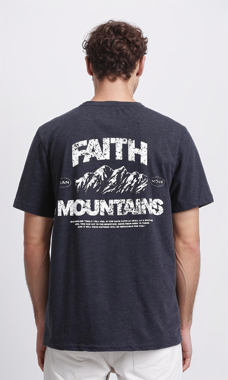 R208580 - "Faith Mountains" Printed Summer Tee - Heather Charcoal