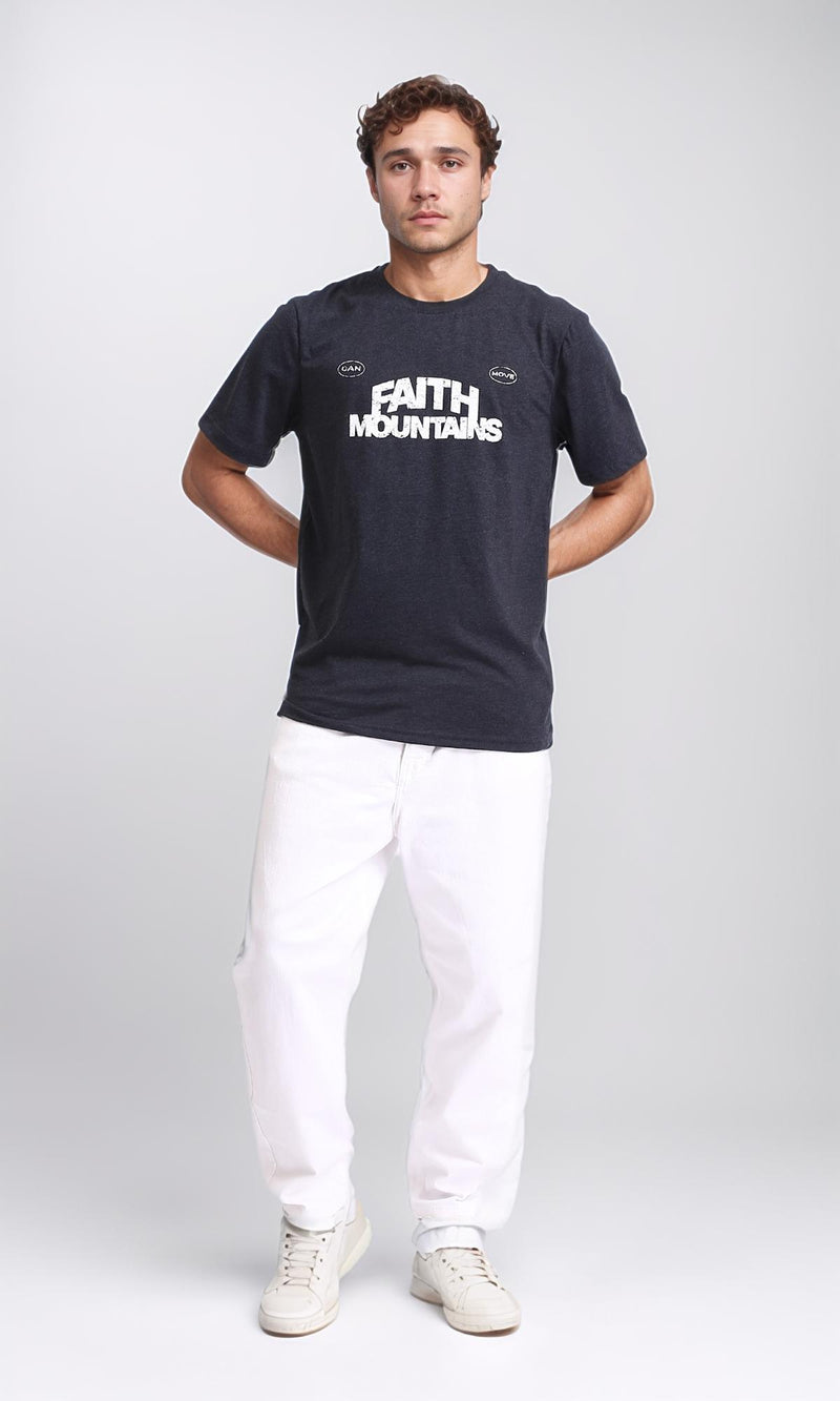 R208580 - "Faith Mountains" Printed Summer Tee - Heather Charcoal