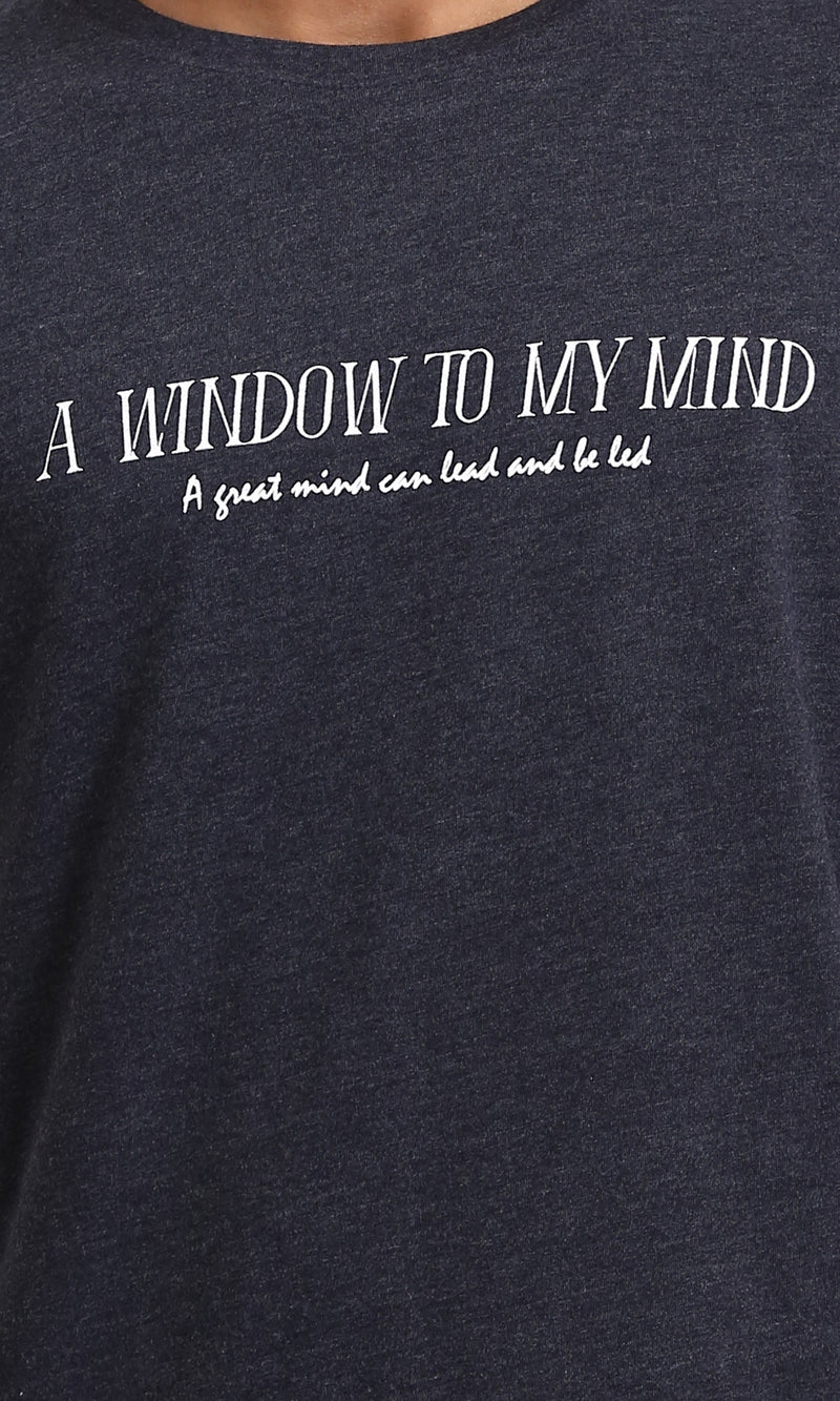 R208584 - Regular Fit Printed Slip On Tee - Heather Charcoal