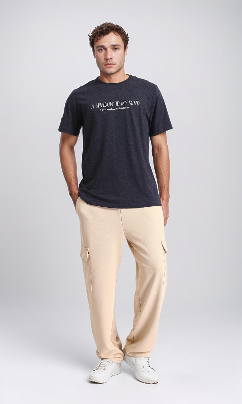 R208584 - Regular Fit Printed Slip On Tee - Heather Charcoal