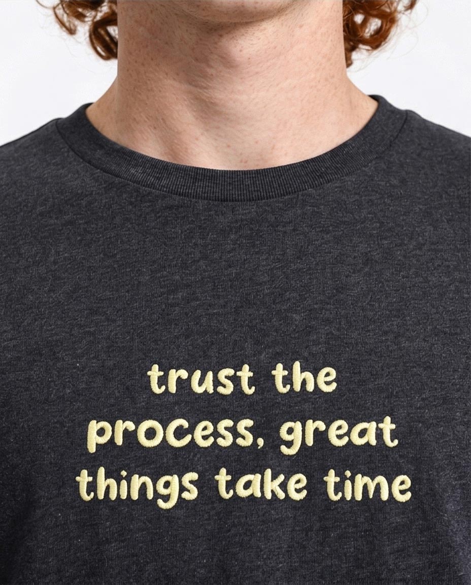 تيشيرت رافين رجالي "Trust the Process" أسود ميلانج - R208586