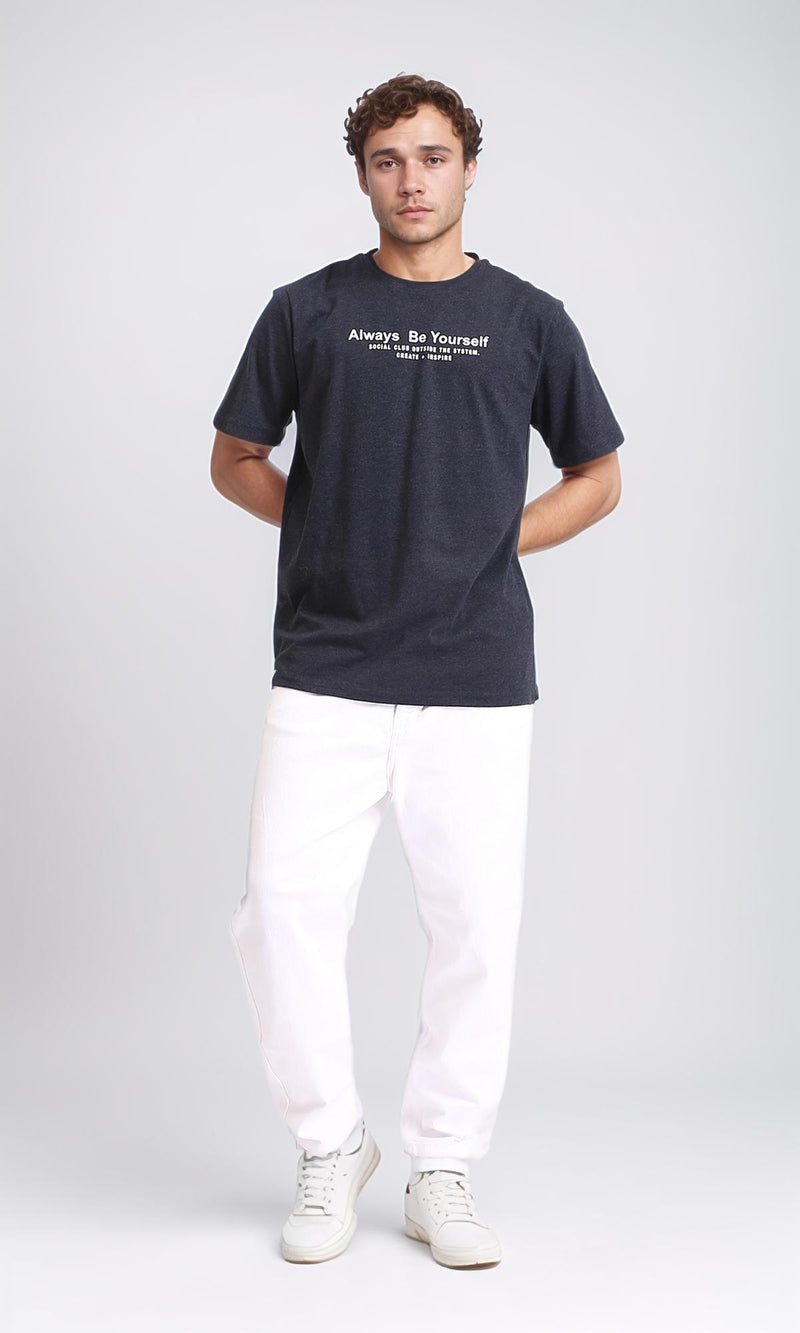 R208587 - "Always Be Yourself" Slip On Tee - Heather Charcoal