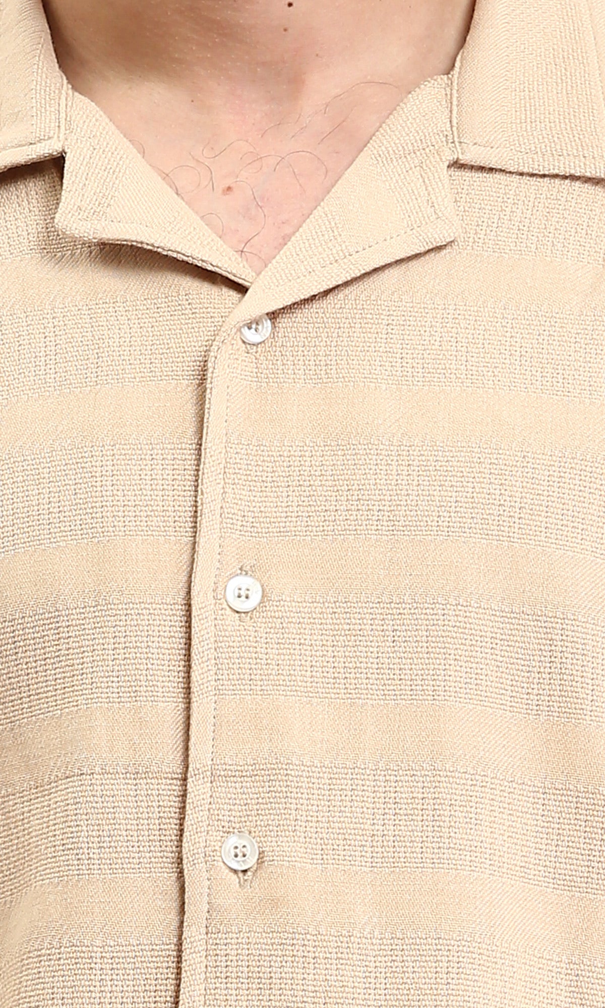 R208596 - Self Striped Buttons Down Summer Shirt - Light Camel