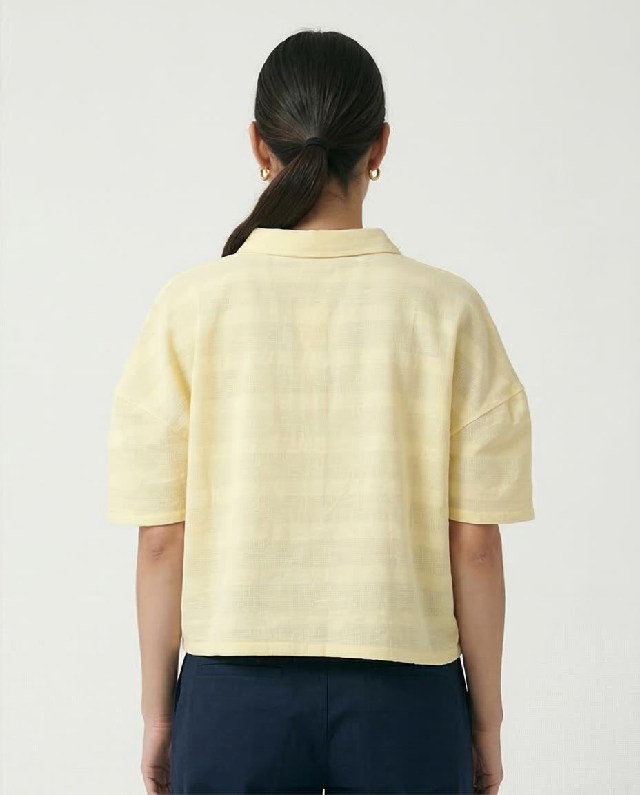 Ravin | Women’s Textured Leno-Weave Boxy Shirt – Pale Yellow - R208597