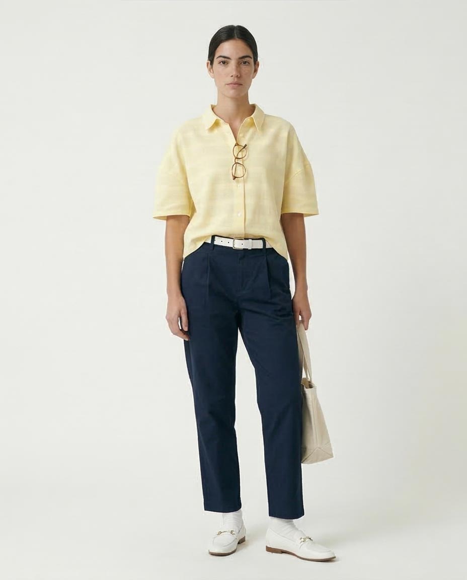 Ravin | Women’s Textured Leno-Weave Boxy Shirt – Pale Yellow - R208597