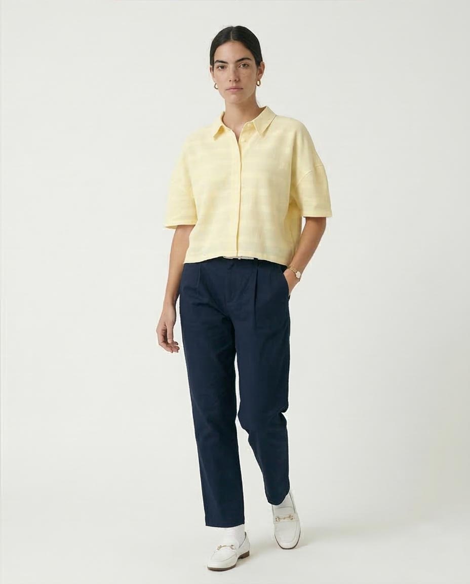 Ravin | Women’s Textured Leno-Weave Boxy Shirt – Pale Yellow - R208597