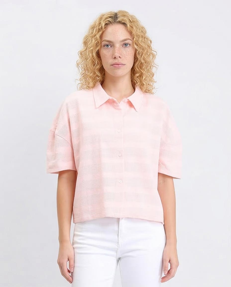Women's Boxy Pastel Slub-Stripe Shirt - Light Simon