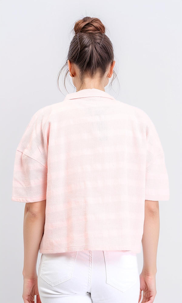 R208598 - Self Striped Elbow Sleeves Shirt - Light Simon