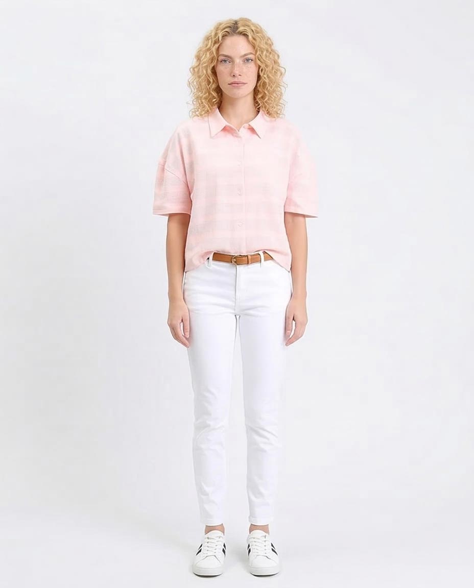 Ravin | Women’s Boxy Pastel Slub-Stripe Shirt - Light Simon - R208598