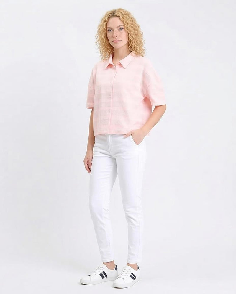 Ravin | Women’s Boxy Pastel Slub-Stripe Shirt - Light Simon - R208598