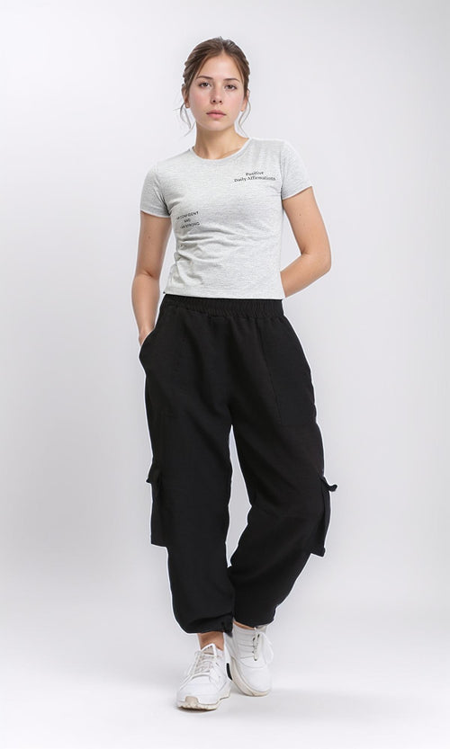 R208609 - Crew Neck Printed Cotton Short Tee - Heather Grey