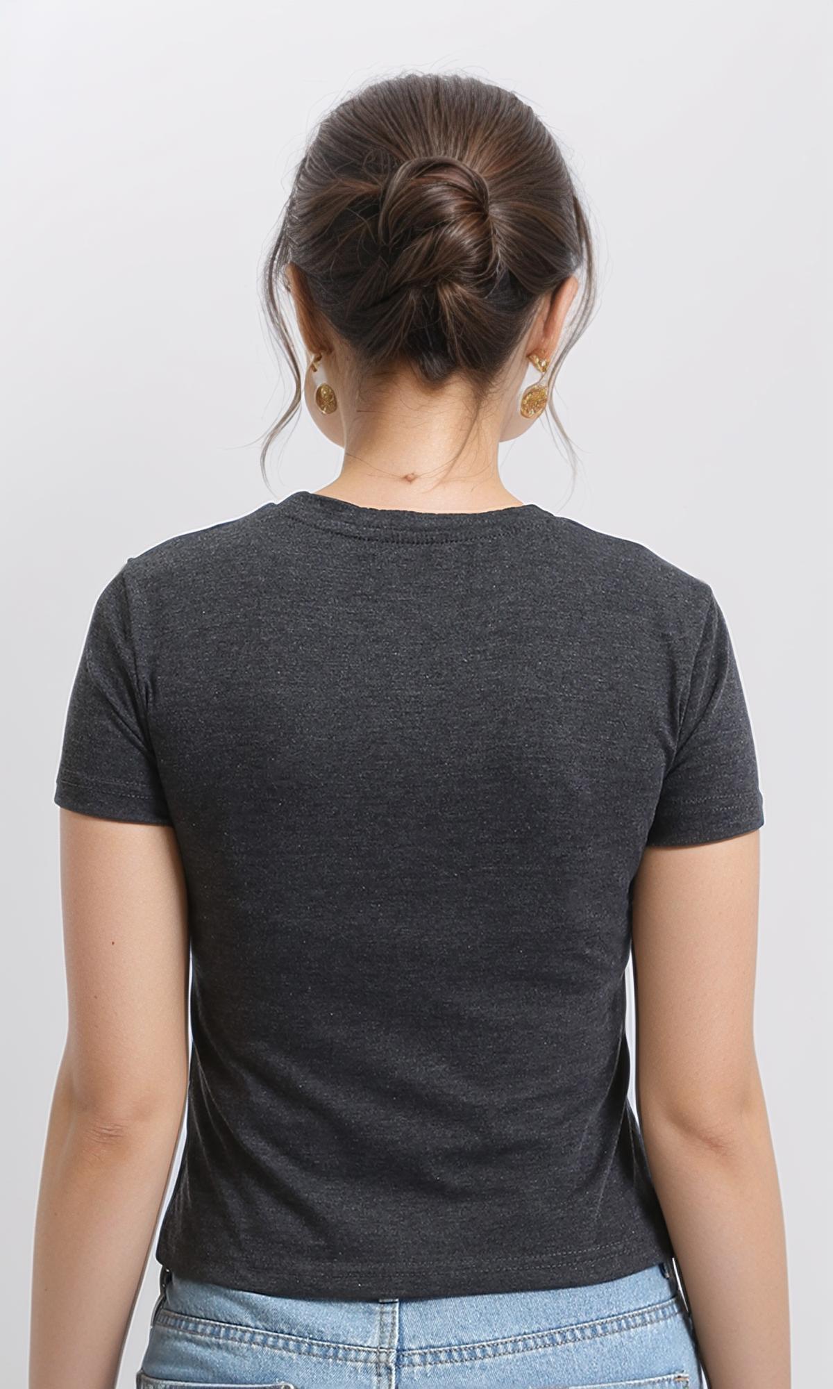 R208612 - "Rock & Roll" Short Sleeves Feminine Tee - Heather Dark Grey