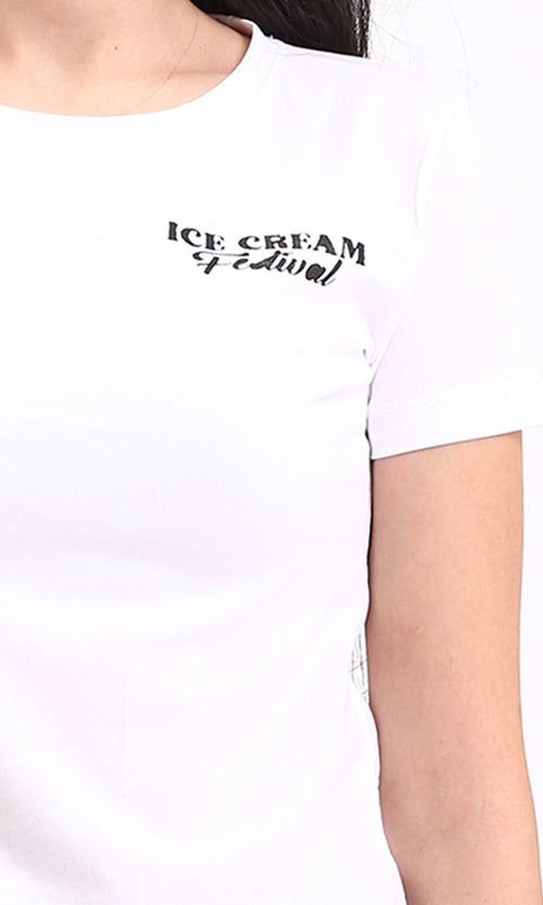 R208615 - "Ice Cream" Short Sleeves Tee - White