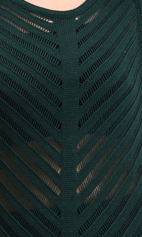 R208720 - Sleeveless Dress with Side Slits - Dark Green