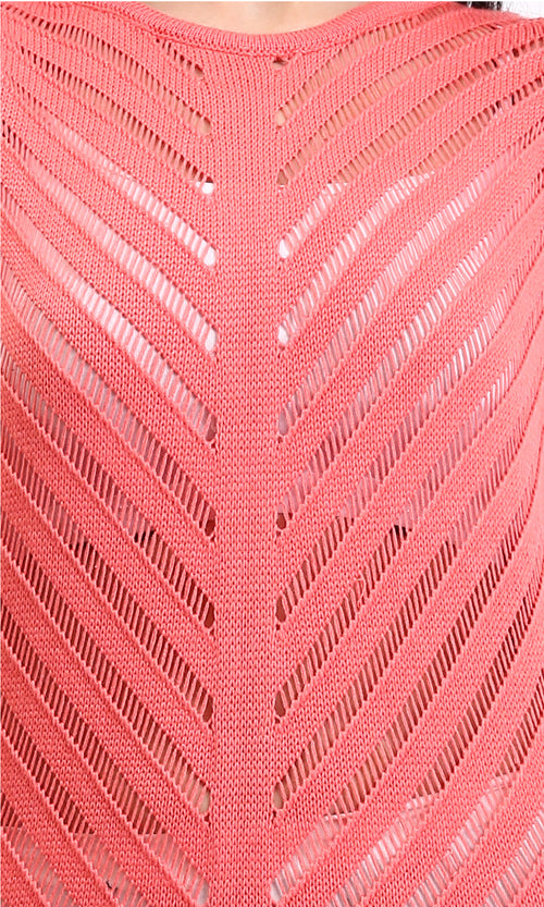 R208722 - Sleeveless Dress with Side Slits - Coral