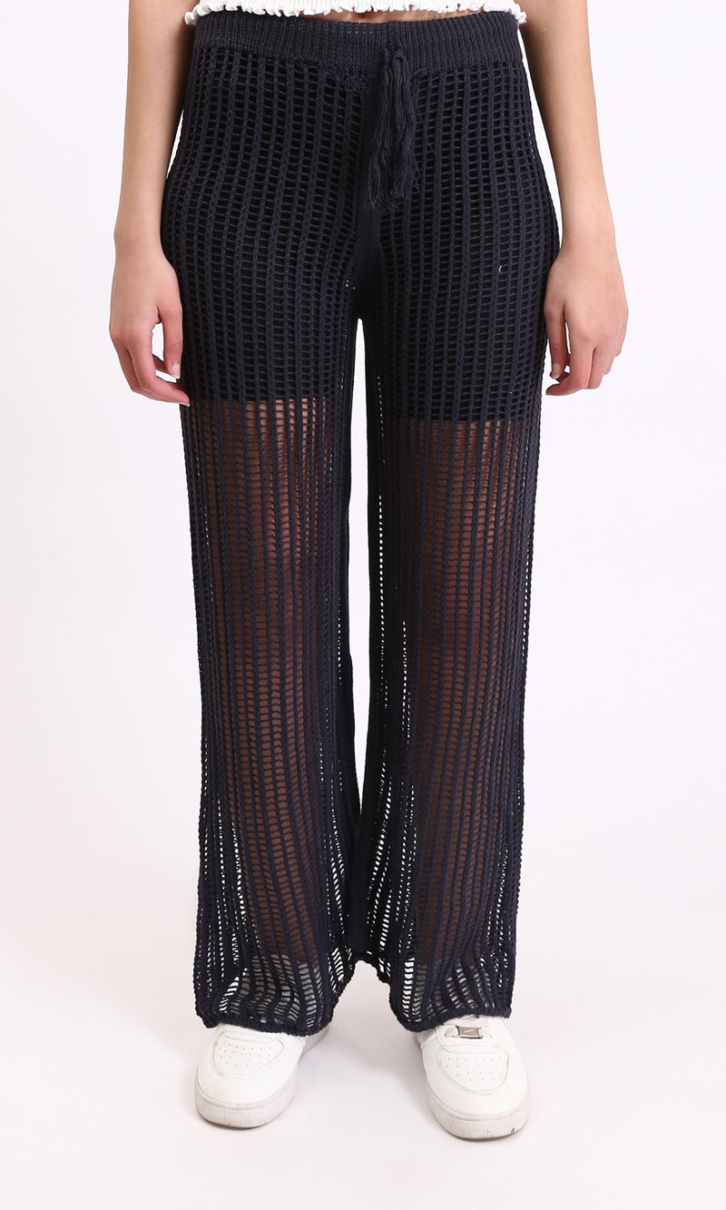 R208723 - Perforated Slip On Summer Pants - Charcoal Grey