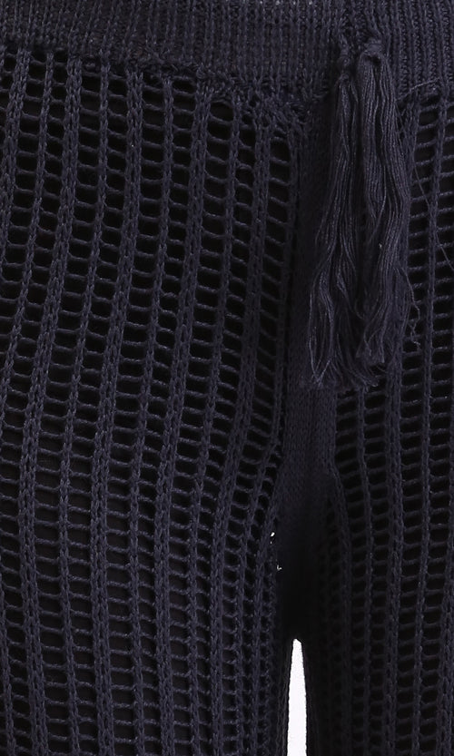 R208723 - Perforated Slip On Summer Pants - Charcoal Grey