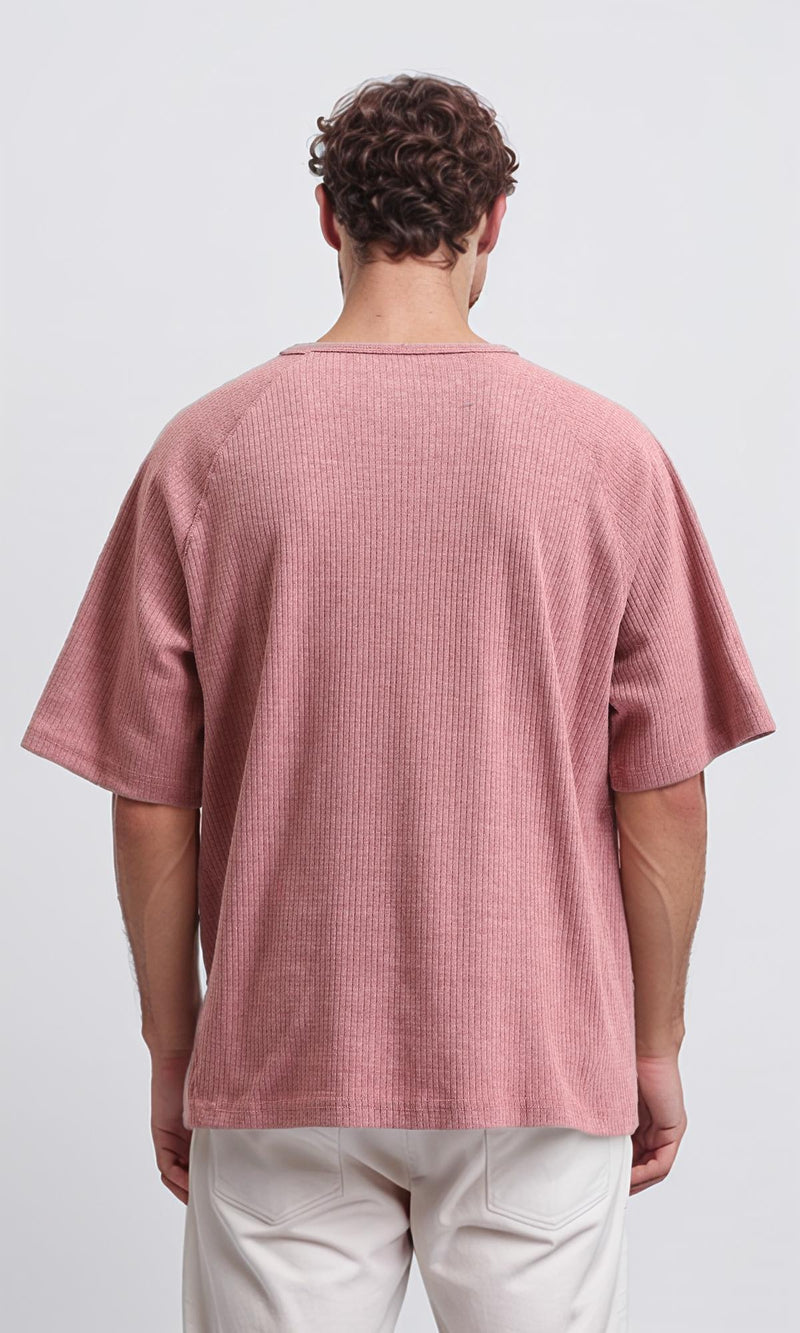 R208737 - Ribbed Tee with Boat Neck - Dusty Rose