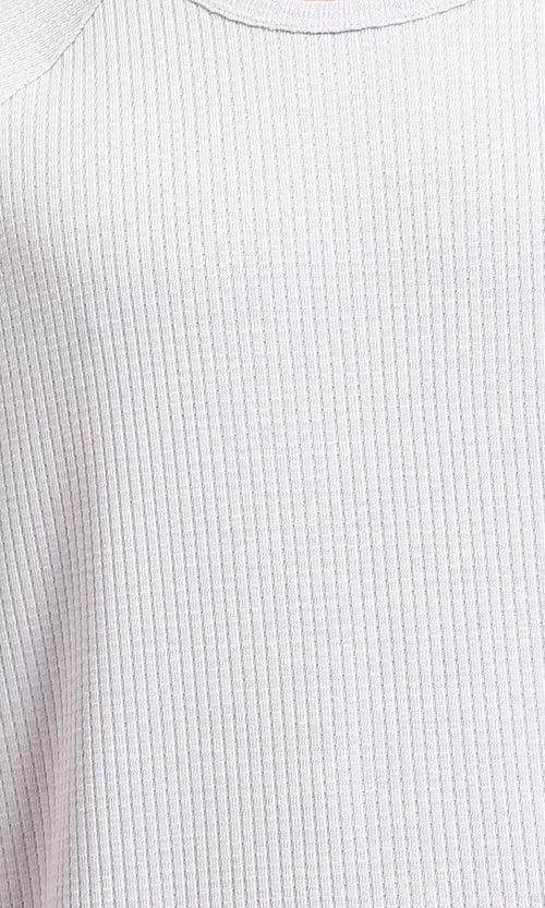 R208738 - Ribbed Tee with Boat Neck - Light Grey