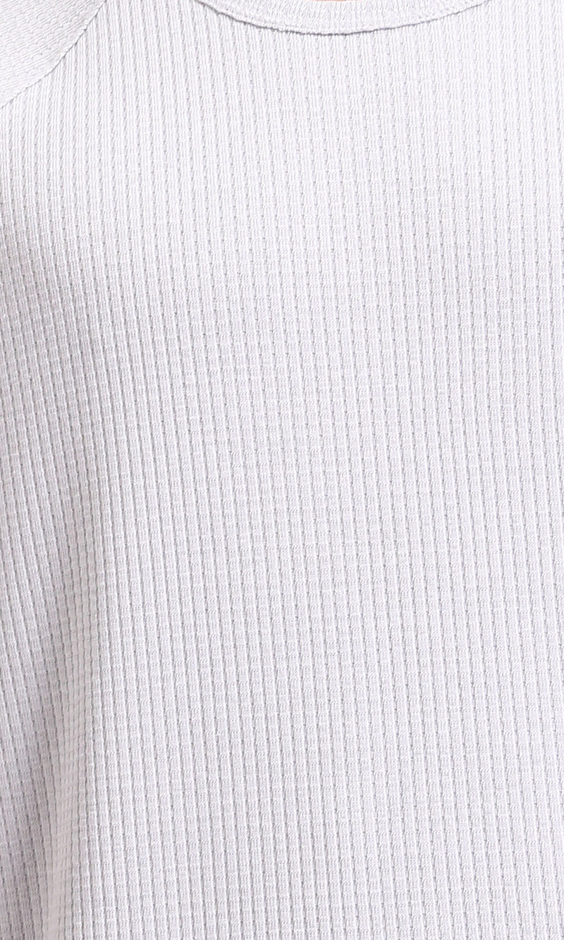 R208738 - Ribbed Tee with Boat Neck - Light Grey