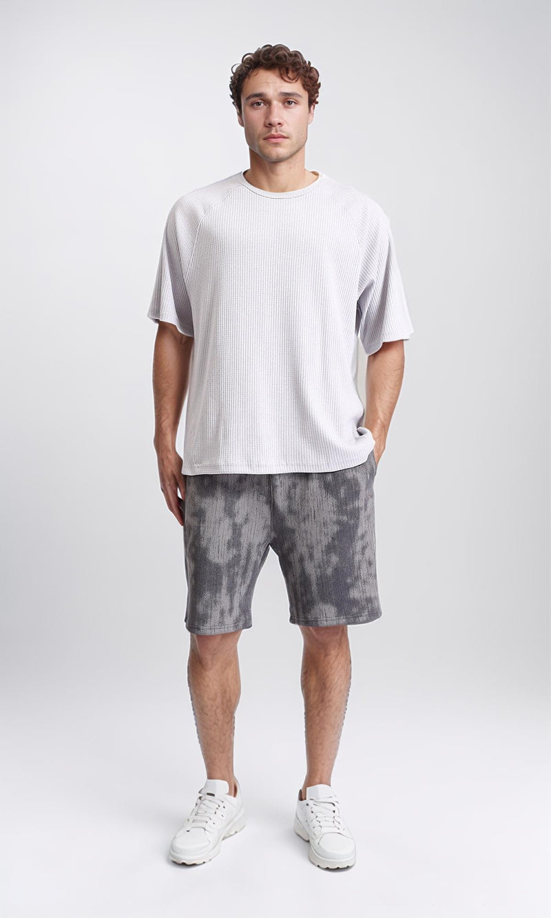 R208738 - Ribbed Tee with Boat Neck - Light Grey