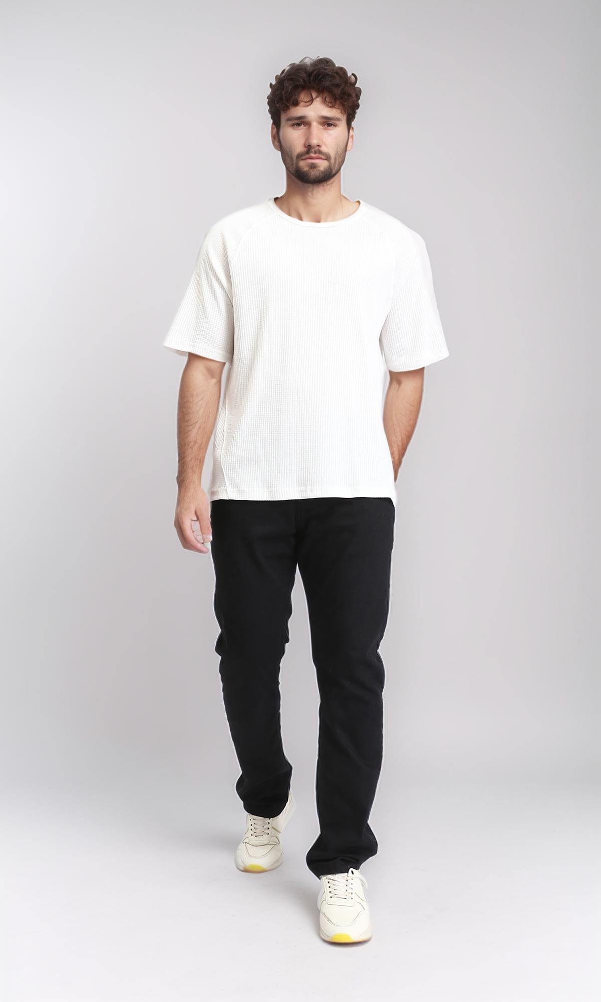 Essential Off-White Textured Knit T-Shirt