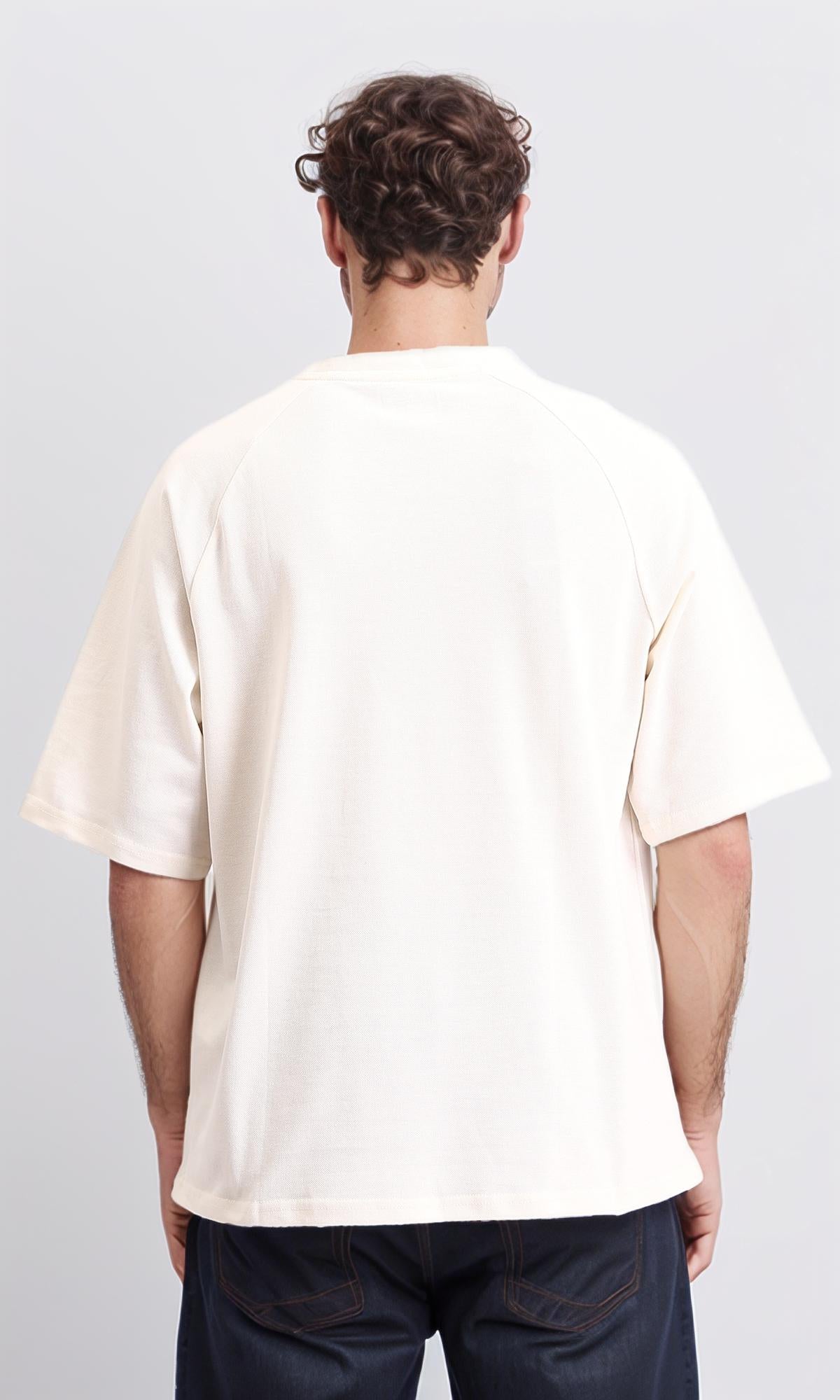R208741 - Slip On Elbow Sleeves Solid Tee - Cream