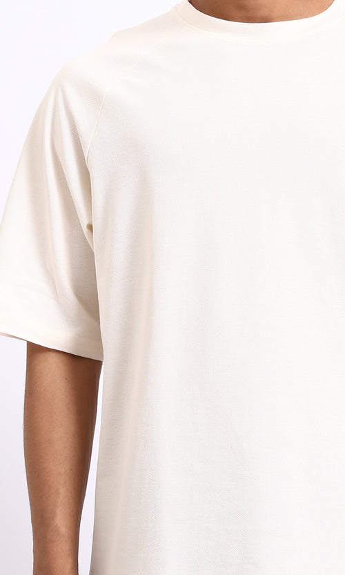 R208741 - Slip On Elbow Sleeves Solid Tee - Cream