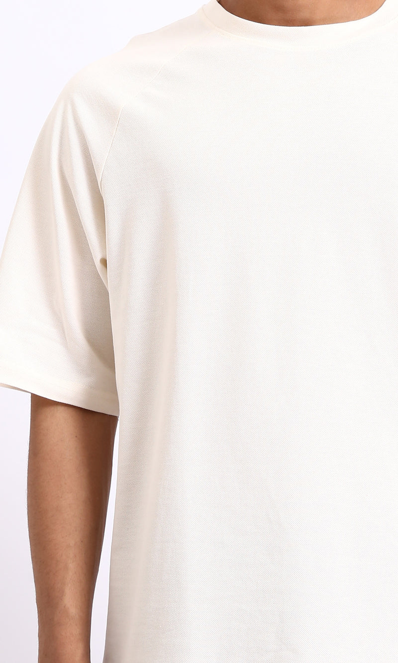 R208741 - Slip On Elbow Sleeves Solid Tee - Cream