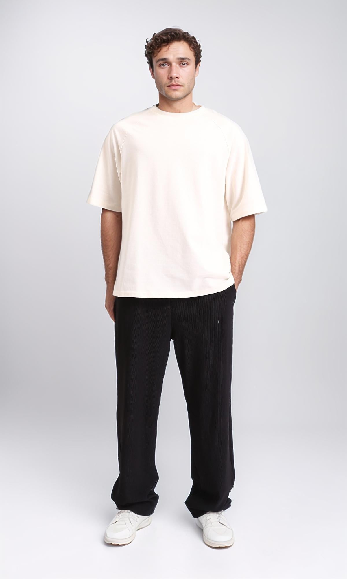 R208741 - Slip On Elbow Sleeves Solid Tee - Cream