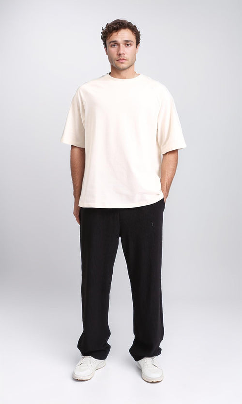 R208741 - Slip On Elbow Sleeves Solid Tee - Cream