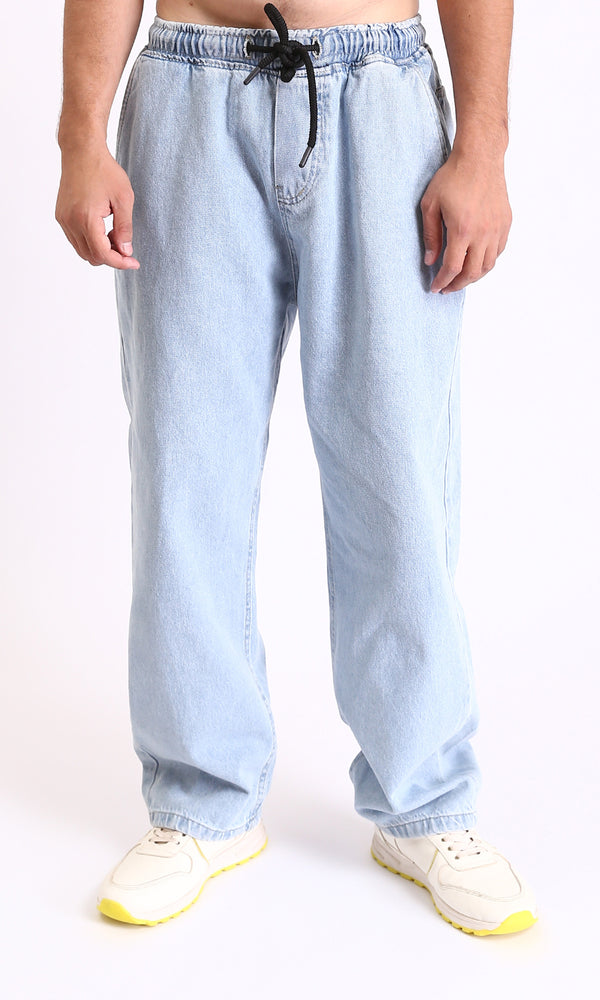 R208746 - Slip On Wide Casual Jeans - Light Blue