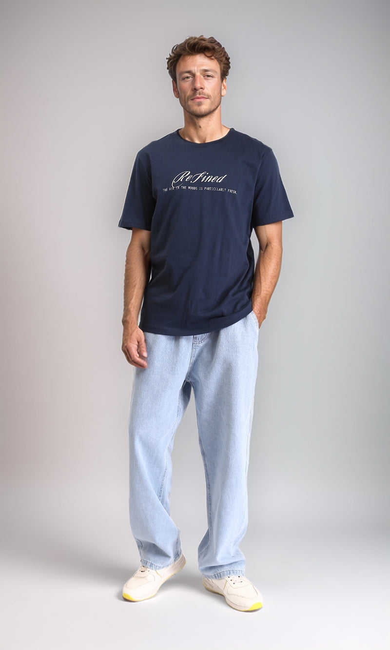 R208746 - Slip On Wide Casual Jeans - Light Blue