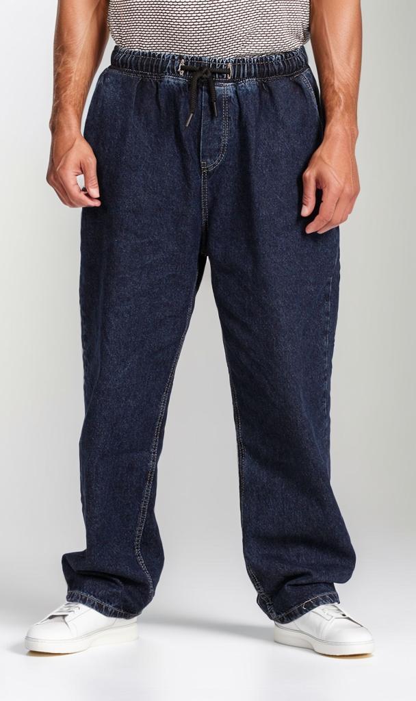 Wide-Leg Denim Pants - Dark Blue