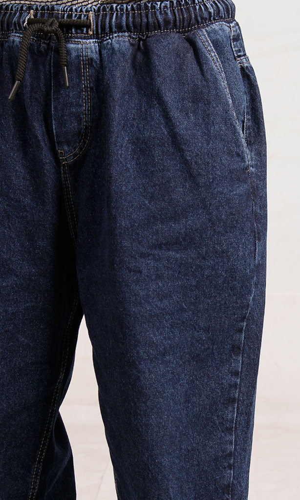 R208747-R208747 - Wide-Leg Denim Pants - Dark Blue