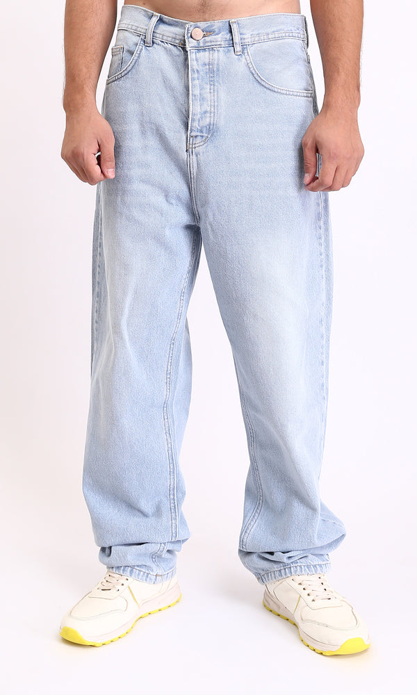 R208749 - Solid Straight Wide Leg Casual Jeans - Light Blue