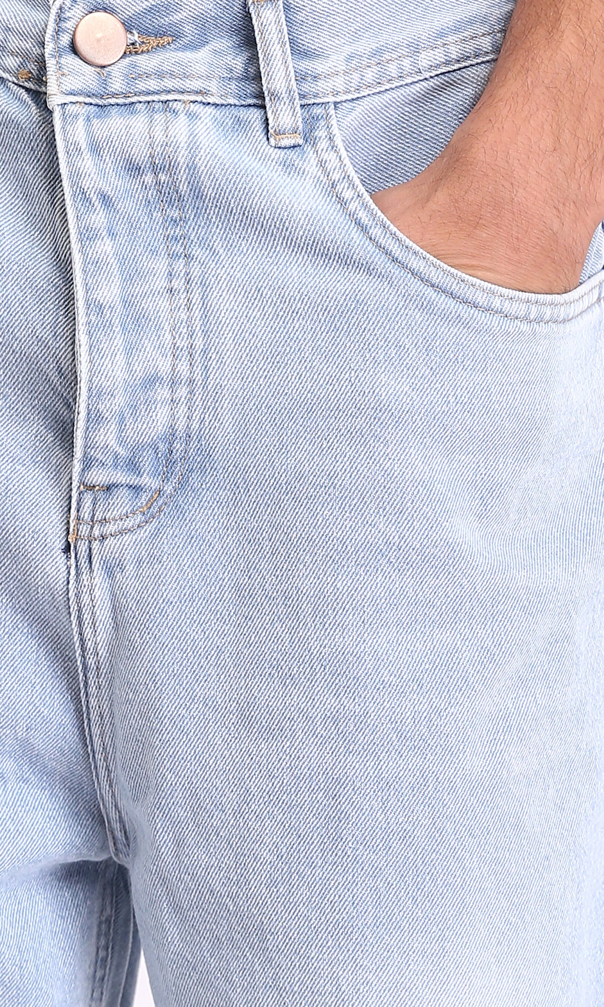 Light Blue Wide Leg Jeans - Straight Fit Cotton Denim for Men